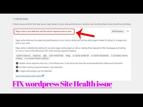 How To Fixed - Page cache is not detected and the server response time is slow ''wordpress''