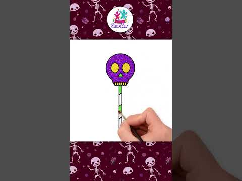 Skeleton Candy Halloween Drawing #shorts #howtodraw