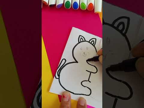 cute cat and rabbit drawing and making unique card#easy #cat #rabbit