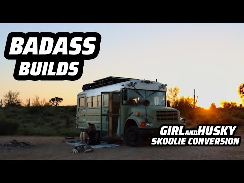 A Girl Her Husky & Her Bus | Solo Female Nomad Bus Build