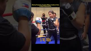 Manny Pacquiao Teaches Mikuru Asakura Howto Beat Mayweather. #boxing #athlete #boxingsocial