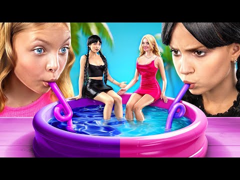 Wednesday and Barbie Have Children! MUST TRY LIFE HACKS by Addams! PINK vs BLACK!