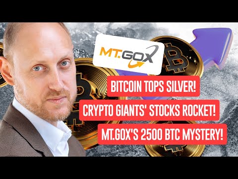 Bitcoin Surpasses Silver, Mt.Gox Moves Funds, Crypto Stocks Rise, Dogecoin and ETF Records