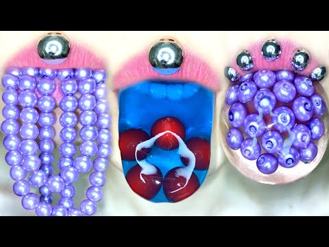 ASMR PURPLE PEAL JELLY SHARK PUDDING GALXY STAR MUKBANG 보라 구슬 젤리 상어 푸딩 우주 펄 입술먹방