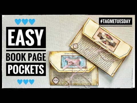 Junk Journal Ephemera Ideas - Easy Book Page Pockets #cathysgardenyoutubechannel