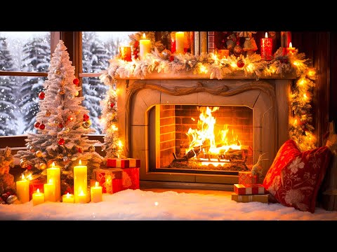 Winter Ambience Christmas Music ❄️ Relaxing Fireplace Instrumental Music 🔥 Cozy Fireplace Background