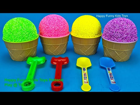 Play Foam Ice Cream Cups Surprise Toys Kinder Surprise Eggs and Learn Colors