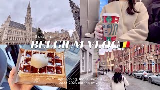 Belgium travel vlog🇧🇪｜ sightseeing in Brussel, Brugge｜beautiful scenery, sweets, foods🧇