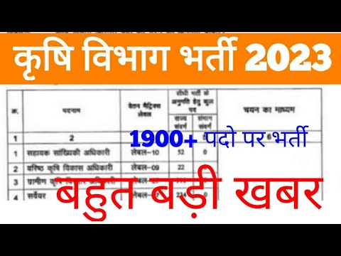 krishi vibhag New Vacancy 2023 | Agriculture Supervisor New Vacancy update #sarkarinaukri