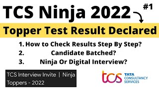 TCS Ninja Topper Test Result Declared | Batched | Ninja Or Digital Interview | TCS Ninja 2022 BATCH