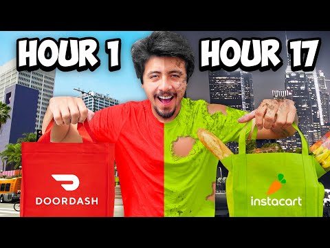 24 Hour DoorDash VS Instacart Challenge (WITHOUT STOPPING)