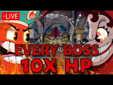 *LIVE* Beating Cuphead EXPERT mode but every boss has 10X HP || The Chickeninja Mod (Stream 3)