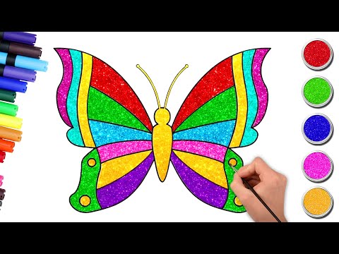 Glitter Butterfly Drawing, Painting, Coloring for Kids & Toddlers