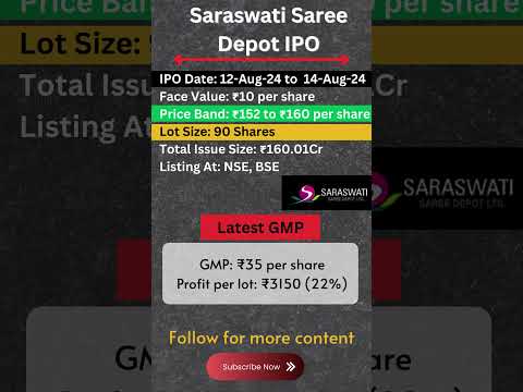 Saraswati Saree Depot IPO || Latest GMP || saraswati ipo details & gmp | #saraswati  #gmp #srtrader