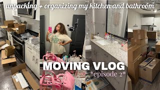 MOVING VLOG 02 🏡 unpacking & organizing my new apartment | kitchen and bathroom 🫧