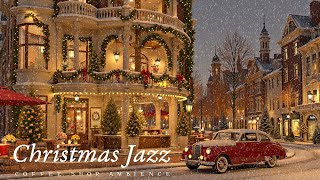 Relaxing with Instrumental Christmas Jazz Music & Snow Ambience 🎄 Cozy Winter Coffee Shop Ambience