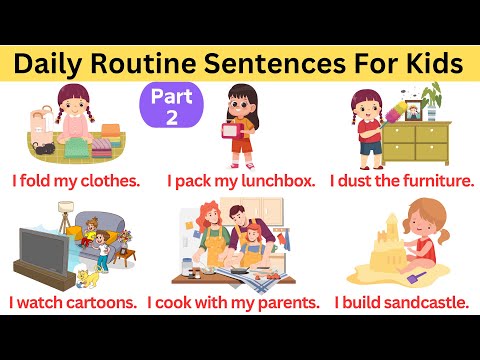 Daily Routine Sentences In English | Easy English | Learn English For Kids | Part 2