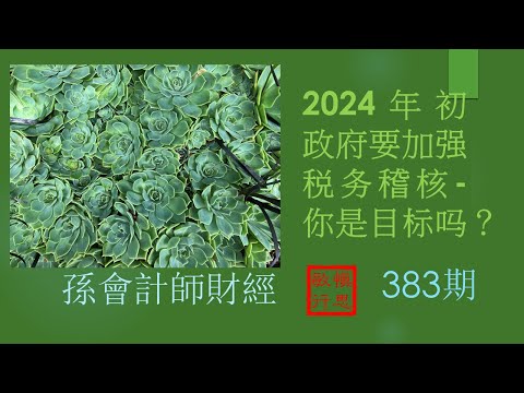 #2024年初 政府要加强税务稽核- 你是目标吗？【孫會計師財經周刊】第383 期 （2024.1.20）