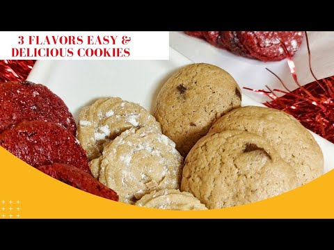 Chocolate Chip, Butter and Red velvet Cookies