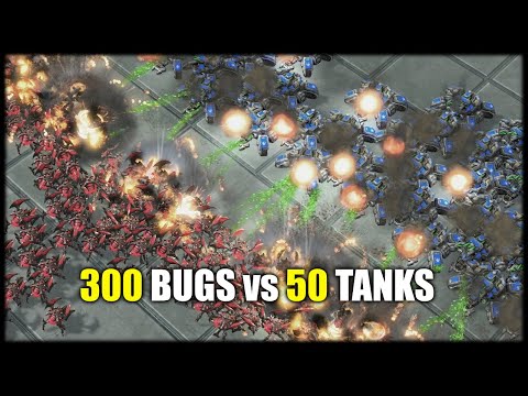 50 Siege Tanks vs 300 Roaches