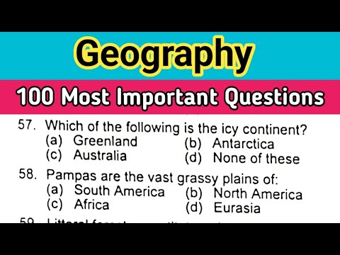 Geography MCQ || GK Questions and Answers || 100 Most Important Questions