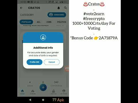 Cratos App Review ♨️Vote To Earn Crypto 💥Earn Free CRTS Token 🔥77 Âpk