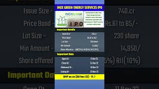 Inox Green Energy Services Ltd IPO Details #ipo #gmp #latestgmp #ipodetails #gmptoday #shorts