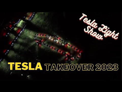 全世界最大特斯拉燈光秀 | The world's largest Tesla light show @ Tesla Takeover 2023