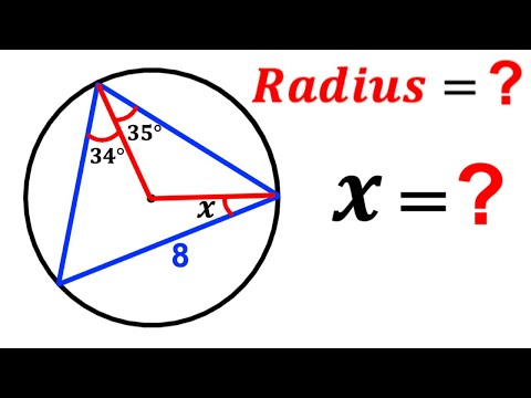 Can you find the Radius and the angle X? | (Inscribed triangle) | #math #maths | #geometry