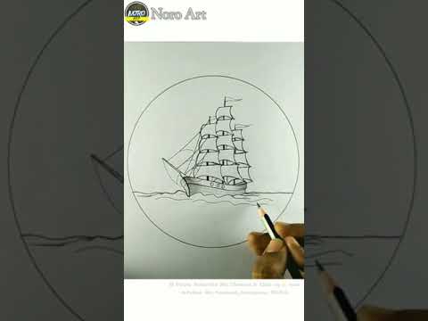 ship in the sea drawing / Scenery Drawing #shorts