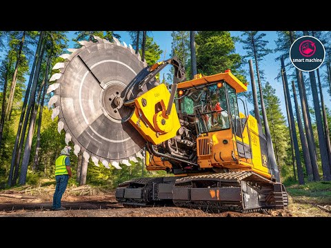 Profesional And Dangerous Fastest Big Chainsaw Cutting Tree Machines | Stump Removal Excavator