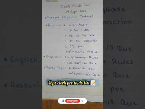 ibps clerk pre to-do list 📝|Banking|daily target 🎯|today's tasks 📚|बैंकिंग|#short #ibpsclerk2021