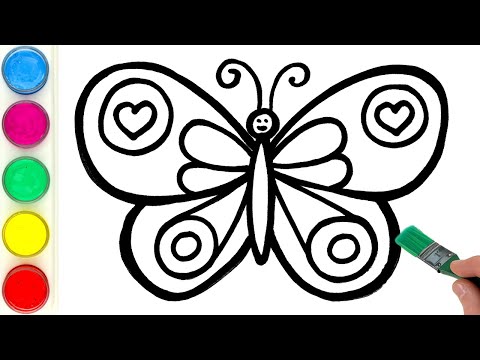 Butterfly Drawing, Painting, Coloring for Kids and Toddlers | Learn Animals and Colors