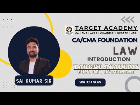 1.CA/CMA_FOUNDATION_NEW_BATCH_LAW_INTRODUCTION_LEC-1_BY_SAI KUMAR_SIR #ca #cainter #cma#cmausa #acca