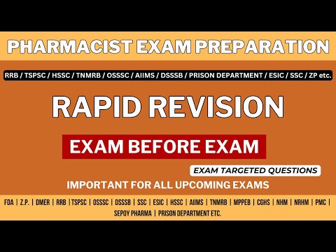 PHARMACIST EXAM PREPARATION /TSPSC / RRB/ DMER / HSSC / TNMRB / SSC / AIIMS / PRISON DEPARTMENT etc.