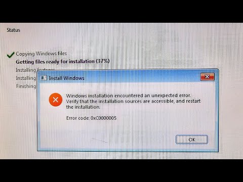 Windows Installation Encountered an Unexpected Error. Verify the Installation Sources are Accessible