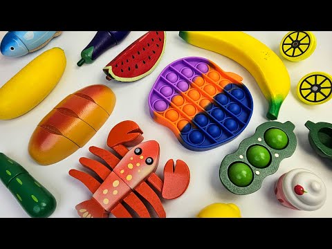 食材 野菜切り＆フルーツ切り | 木製 Drop Fruit, ASMR wooden fruits,ASMR toys fruit and vegetables