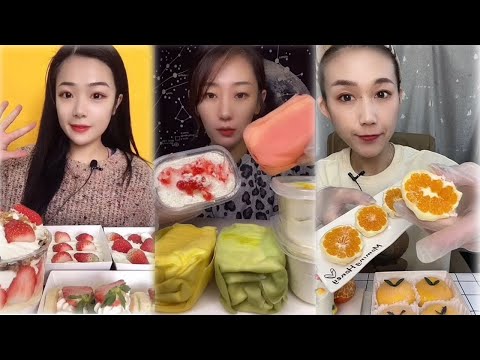 ASMR Fruit Desserts Party Mukbang | 먹방 | ケーキ | Cake Asmr | 奶油蛋糕 2021