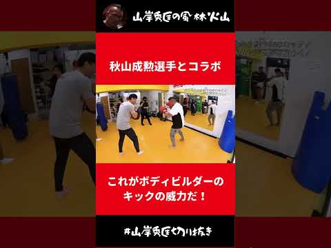 これがボディビルダーのキックの威力だ！【山岸秀匡 切り抜き】#Shorts