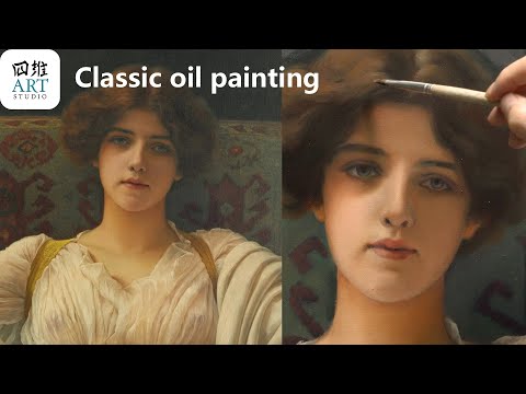 Classic oil painting head study, Miss Ethel Warwick, 40x50cm John William Godward