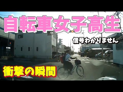 【ドラレコ】自転車女子高生の危険すぎる飛び出しの瞬間