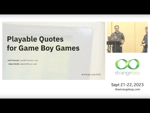 "Playable Quotes for Game Boy Games" by Joël Franušić and Adam Smith