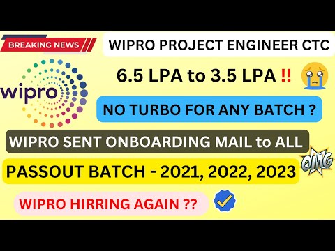 Wipro Onboarding Breaking News | Wipro Onboarding mail | Wipro Project Engineer CTC 3.5LPA to 6.5LPA