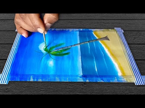 Dream Scenery / Beach side Painting / with Acrylic / Demo / Step by Step / Satisfying