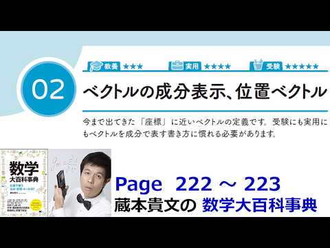 「ベクトルの成分表示、位置ベクトル」１１－２【１１章　ベクトル、数学大百科事典】