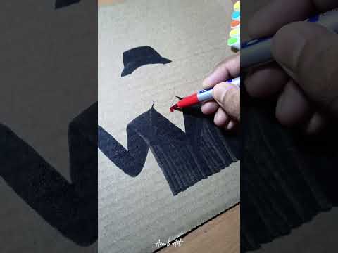 Faceless man drawing on cardboard #art #artshorts  #creativeart #ytshorts