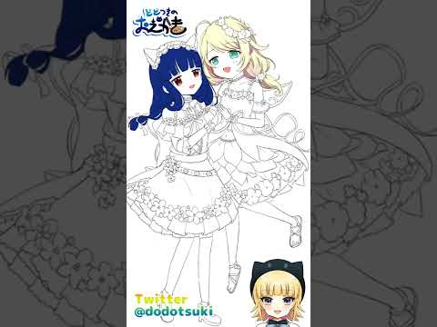 【おえかき】デレマス/遊佐こずえちゃんと佐城雪美ちゃんを描いてみた　イラストメイキング #shorts