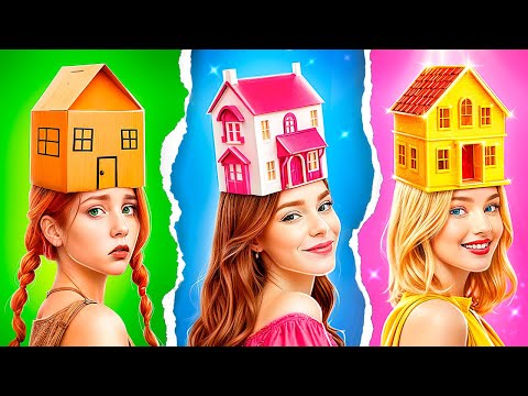 Poor vs Glamor Tiny House GLOW UP! Extreme Secret Room Challenge!