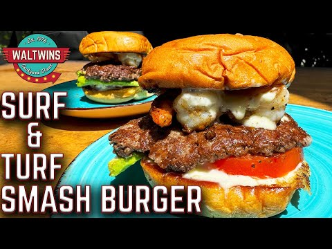 DOES IT GET ANY BETTER?! SURF N TURF SMASH BURGER ON THE GRIDDLE! EASY RECIPE - BEST SMASHBURGER