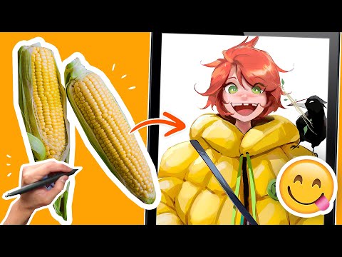 Drawing Corn as an Anime Farm Girl! #shorts